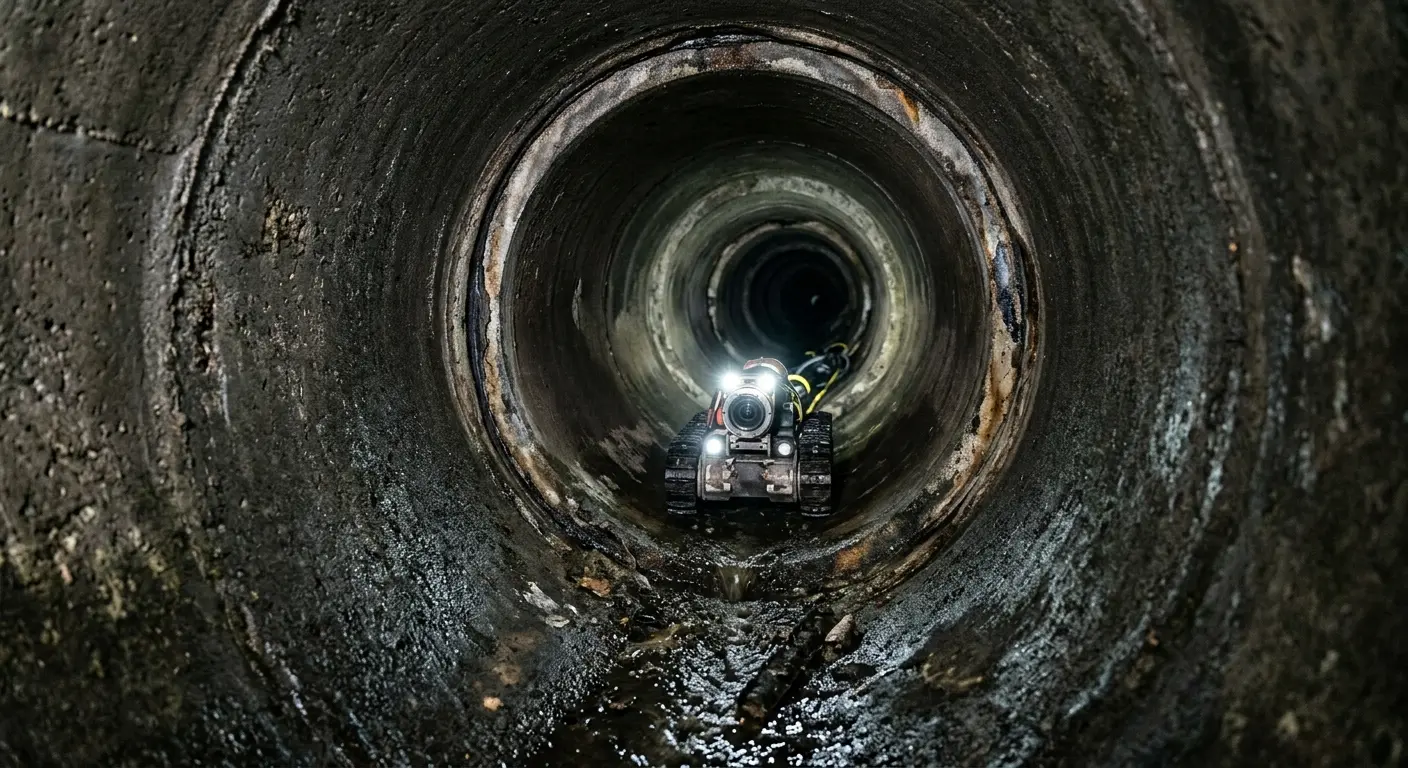 Robotic sewer camera inspecting pipe interior for Sewer Line Cleaning in Ann Arbor